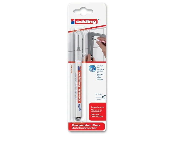 Edding 8850 Carpenter Pen with a long, Thin Marking Hard-to-Reach Areas like Drill Holes.