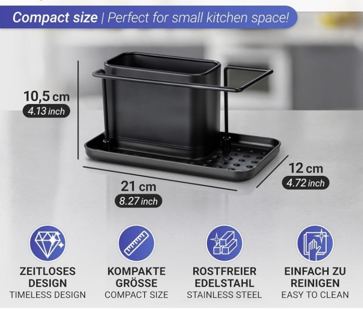 WENKO Orio Sink Organizer, High Quality Stainless Steel Sink Organiser Sink with Plenty of Storage.