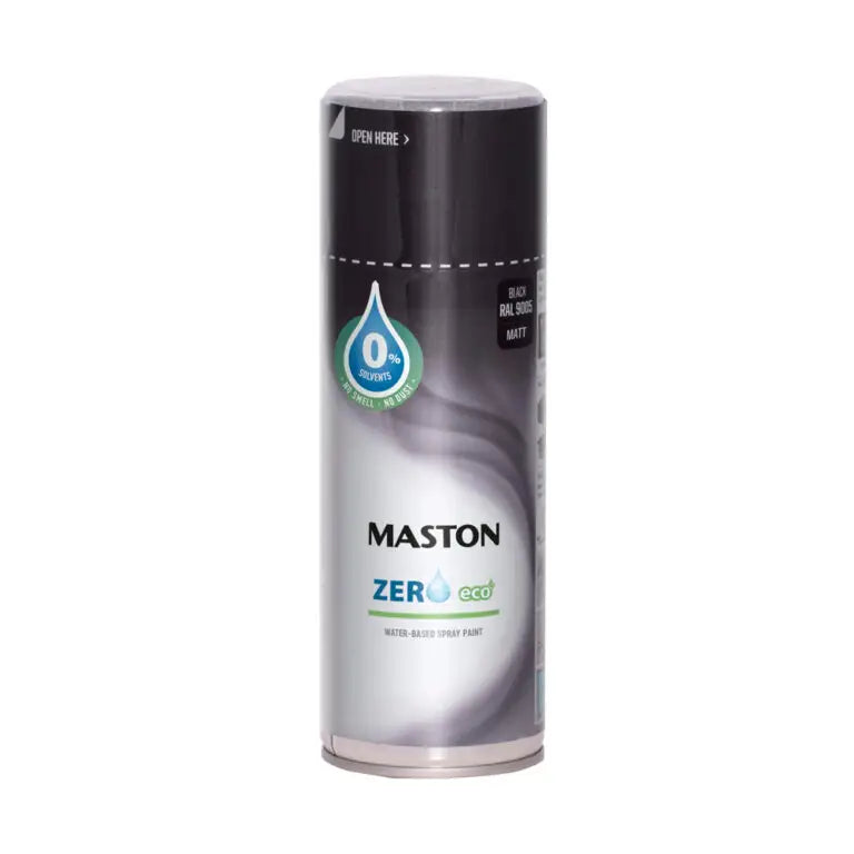 Maston Zero Eco water-based spray paints available in various colors and finishes.