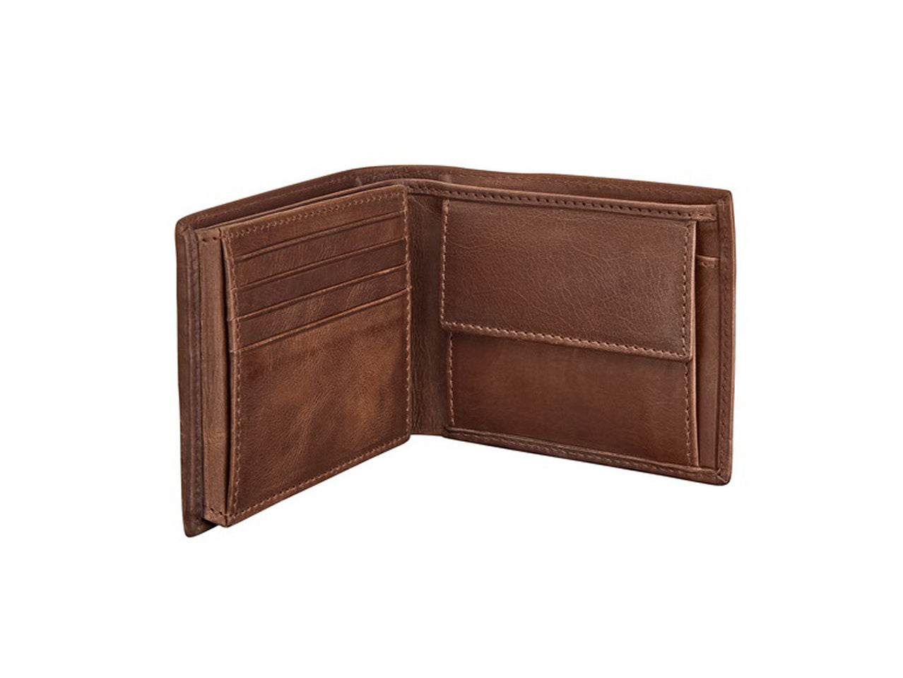 Livergy - Mens Leather Wallet Genuine Leather Brown