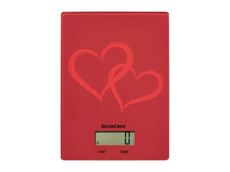 Silvercrest Digital Kitchen Scales (Red with heart design)
