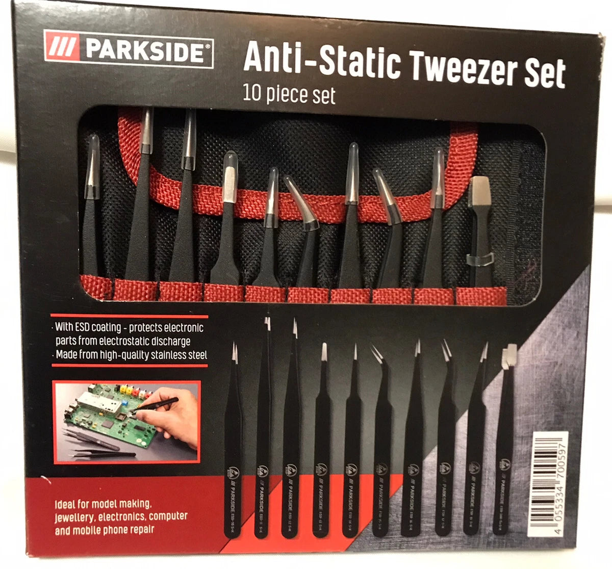Parkside - Anti-Static Tweezer Set - 10 piece set 🇩🇪