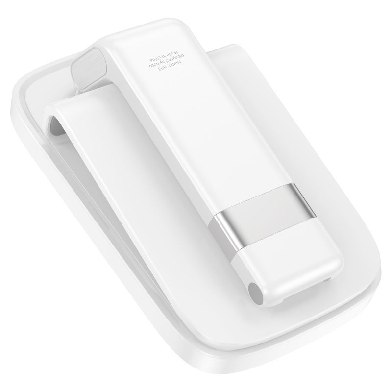 Hoco HD8 Blackfish folding desktop stand in white.