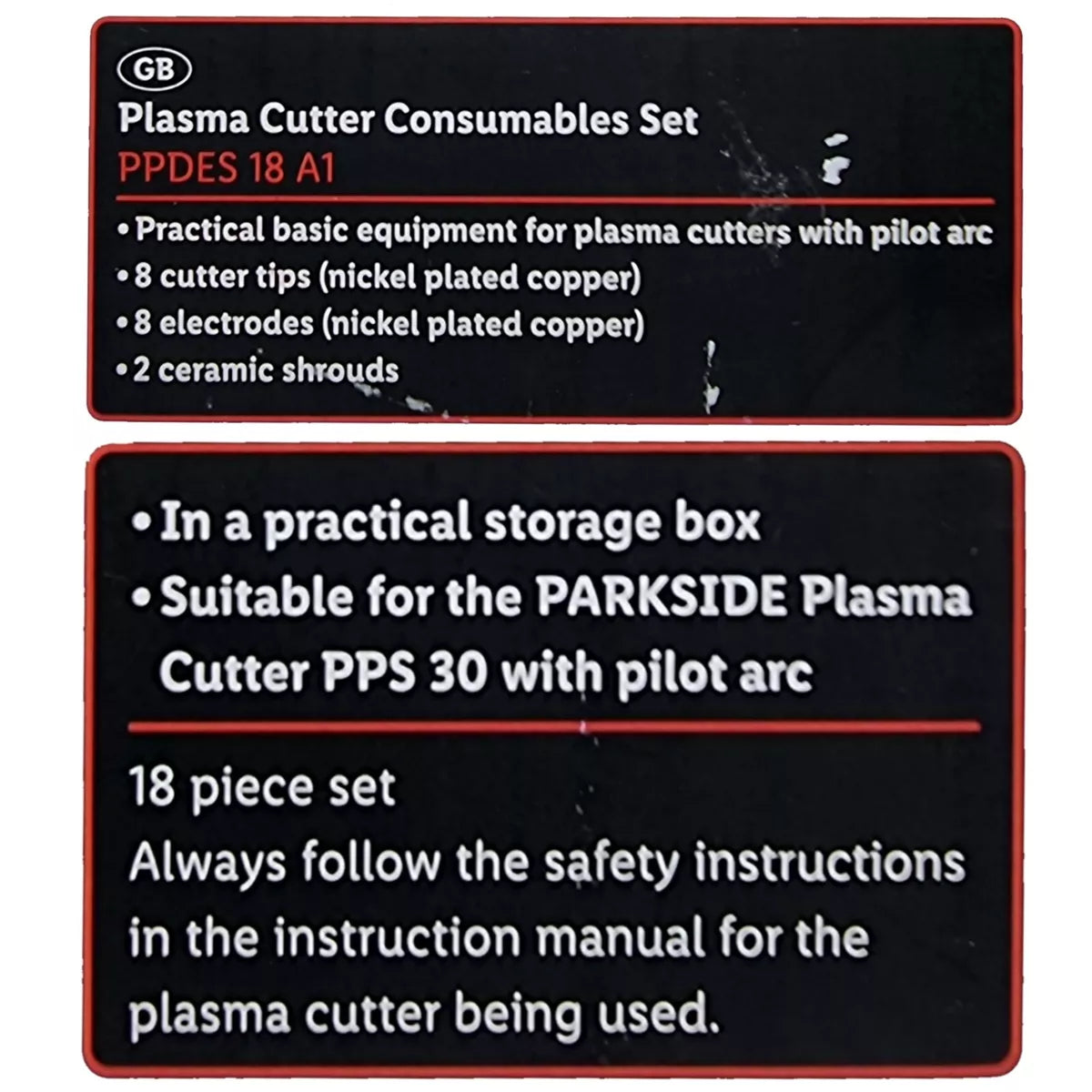 Parkside - 18 Ps Plasma Cutter Consumables Accessories Set Welding Cutting Nozzles
