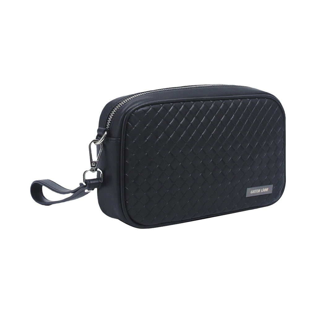 Green Lion Verso Clutch Bag - Black, Durable PU Leather, Water-Resistant with Multi-Pocket Design