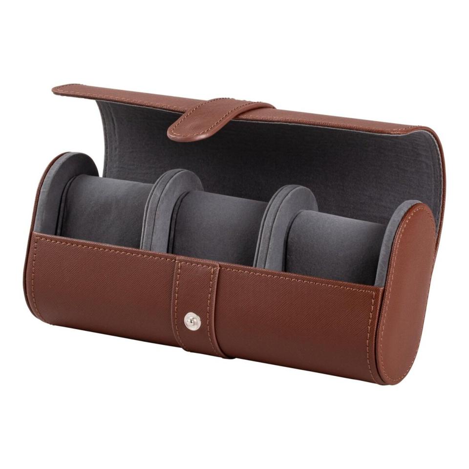 AURIOL watch box for 3 watches black with window leather look