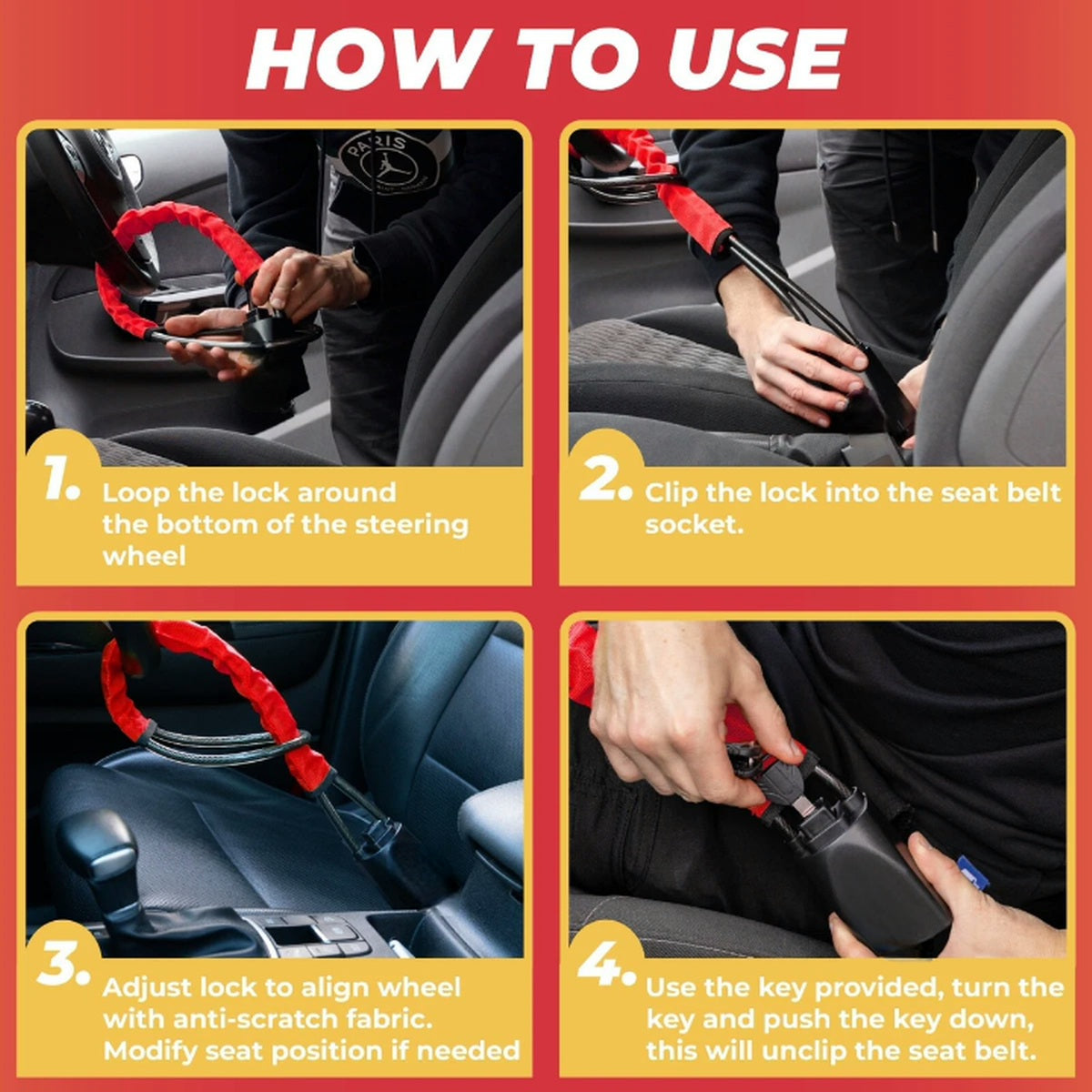 Car Seat Belt Buckle Lock Car Steering Wheel Lock Car Lock