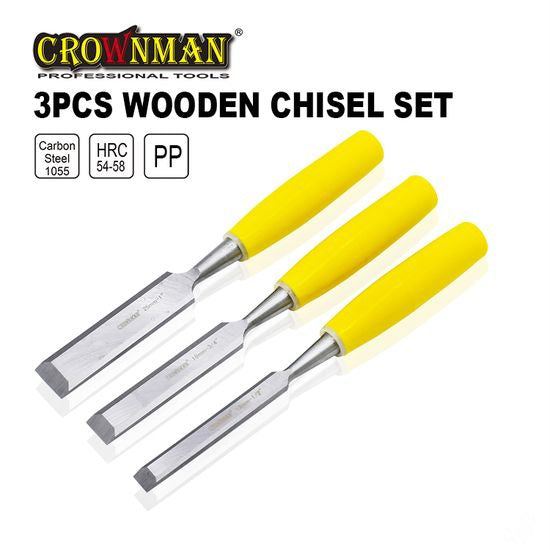 Crownman Wooden Cold Chisel with Cartbon Steel Material with PP Handle 38, 25, 16, 13, 6mm