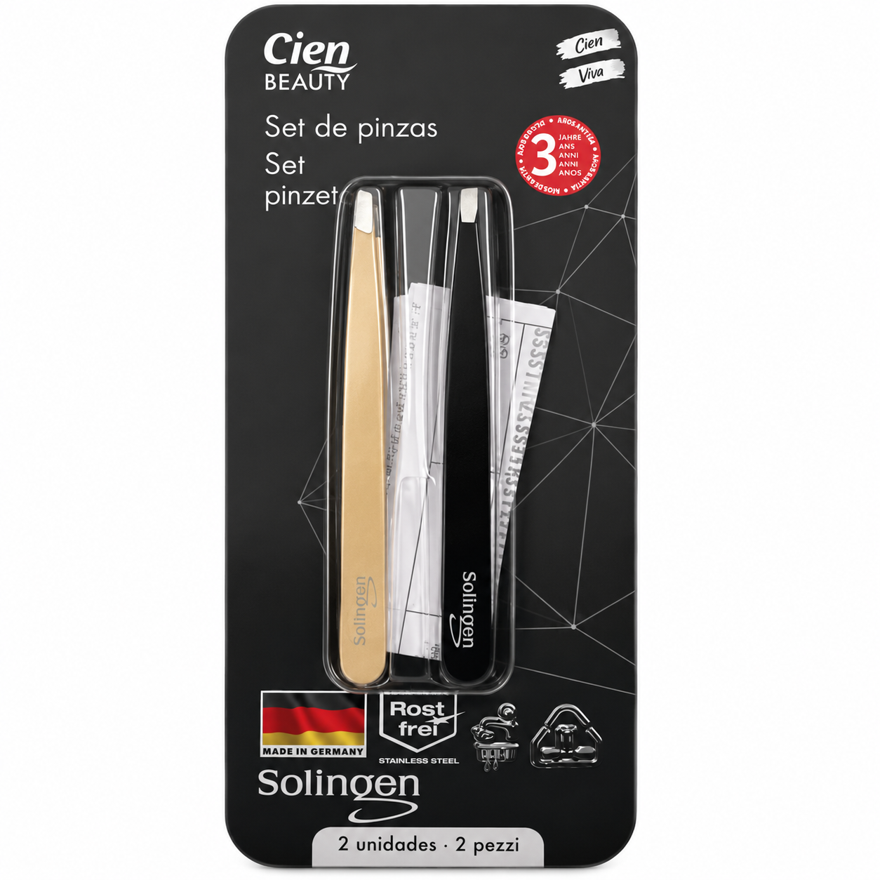 Cien Beauty - 2-piece Tweezers Set