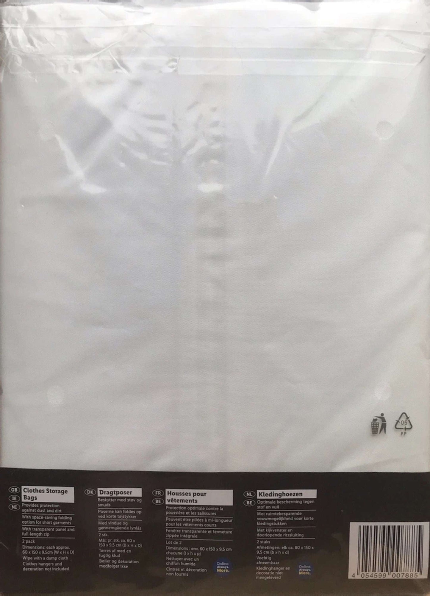 Livarno Home - Pack Of 2 Livarno Clothing Bags/New/White/Hanging/Wardrobe Storage/Zipped