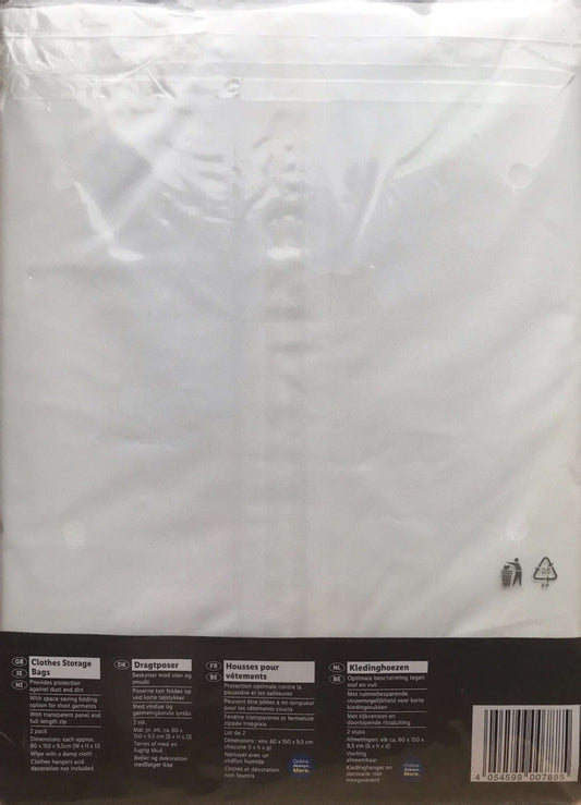 Livarno Home - Pack Of 2 Livarno Clothing Bags/New/White/Hanging/Wardrobe Storage/Zipped