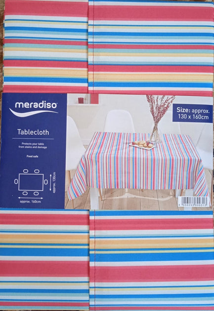 Meradiso - Kitchen tablecloth size 130 x 160 cm striped multi-colored.