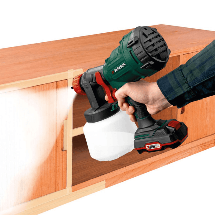 Parkside Cordless Paint Sprayer PFSA 20-Li B2, a 20V battery-powered spray gun.
