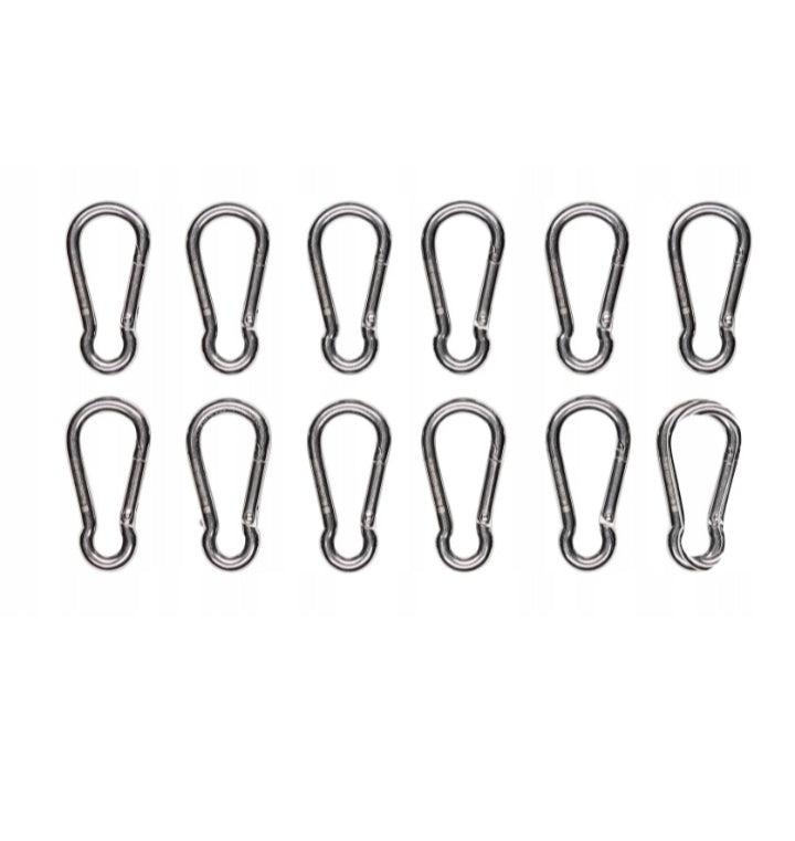 Parkside - Carabiner Hook/Hook with Hanging Chain Eye (Carabiner Hooks, 12 Pieces)