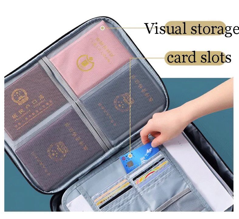 Travel Passport Holder Bag Family Document Storage Bag File Organizer Waterproof Document Business Card Bag.