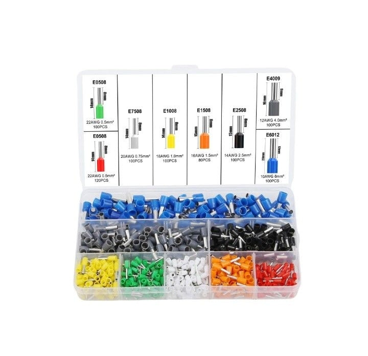 800pcs Assorted Insulated Electrical Wire Crimp Cable Connector Crimping Tool Kit Ferrule Terminals