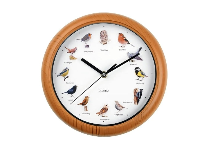 EASYmaxx Wall clock with 12 songbird singing with lifelike bird motifs