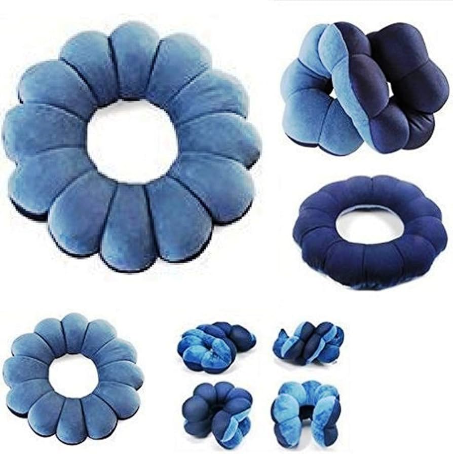 Meradiso - Flexible Total Microbead Portable Travel Pillow Round Flower Flexible Neck Pilllow