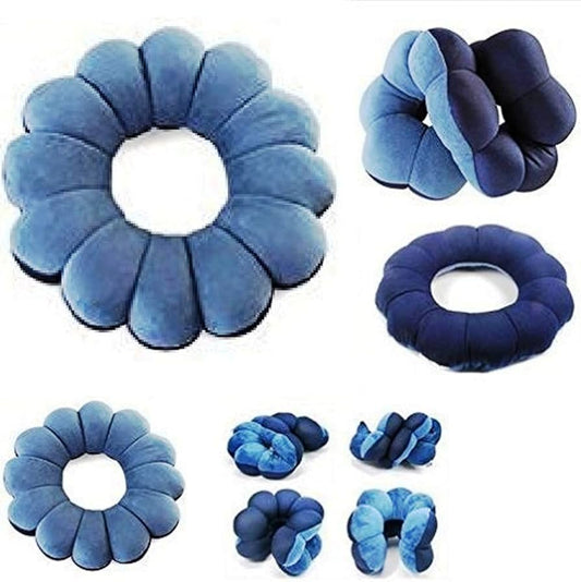 Meradiso - Flexible Total Microbead Portable Travel Pillow Round Flower Flexible Neck Pilllow