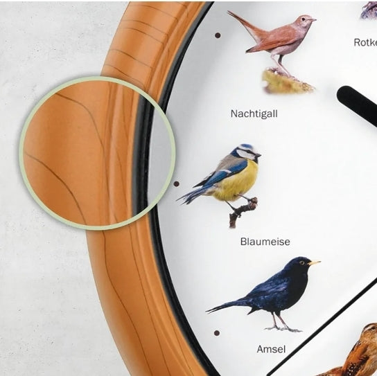 EASYmaxx Wall clock with 12 songbird singing with lifelike bird motifs
