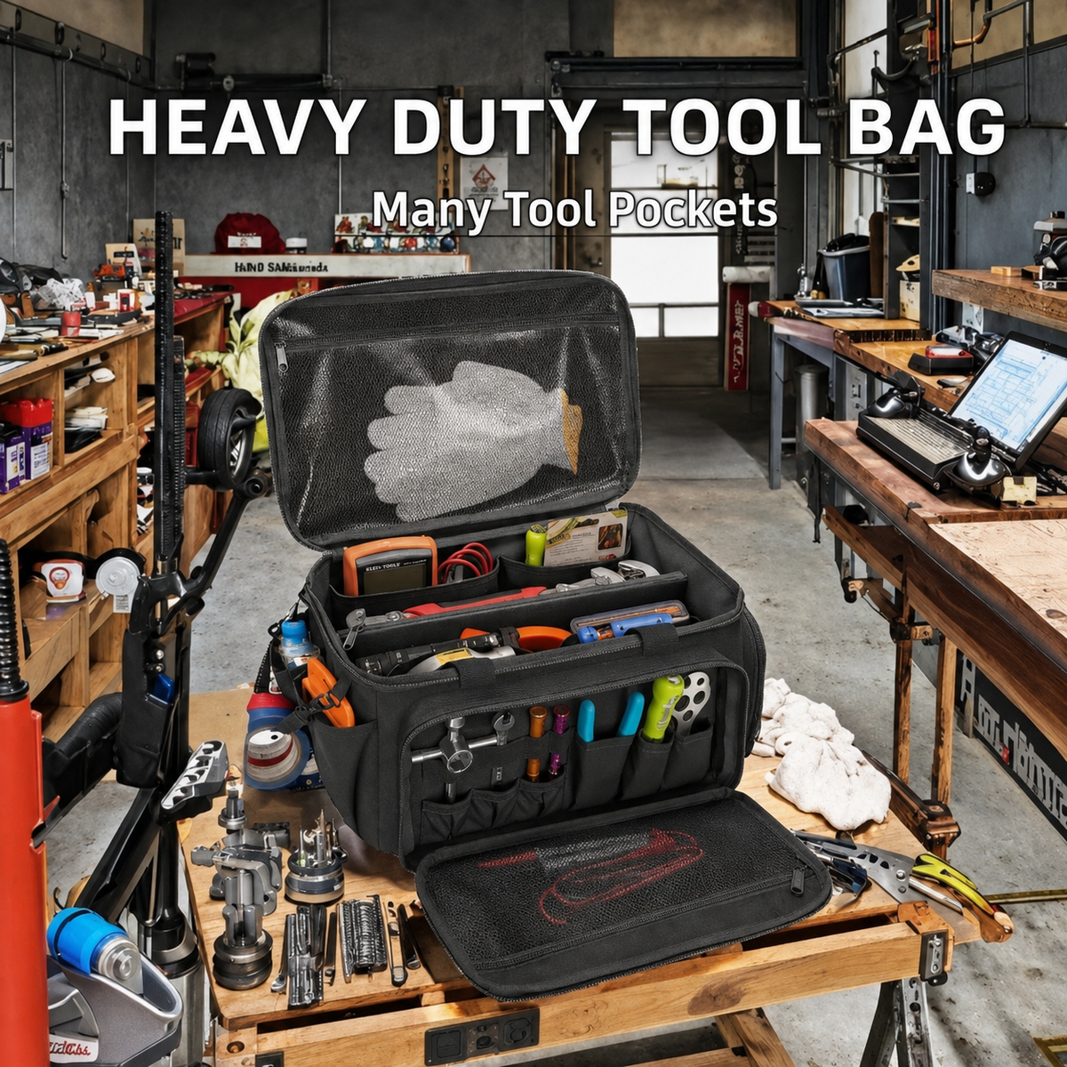 Tool Storage Bag, Tool Kit, Men's Handmade Tool Storage Bag, Multi-functional Work Handbag.