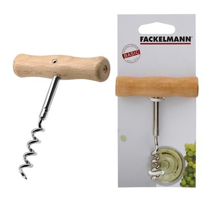 Fackelmann - Corkscrew with a classic T-Shaped Wooden Handle.