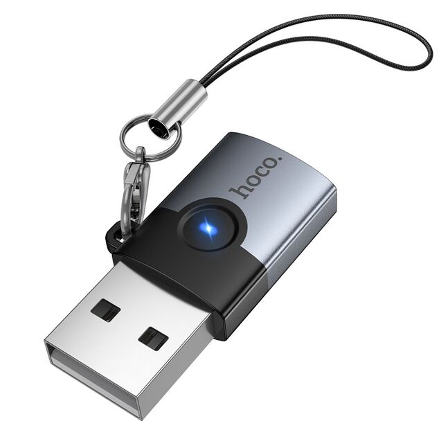 Hoco UA46B Victory series USB-A male to USB-C female adapter.