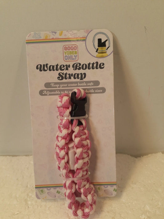 PINK & WHITE ADJUSTABLE WATER BOTTLE STRAP CLIP