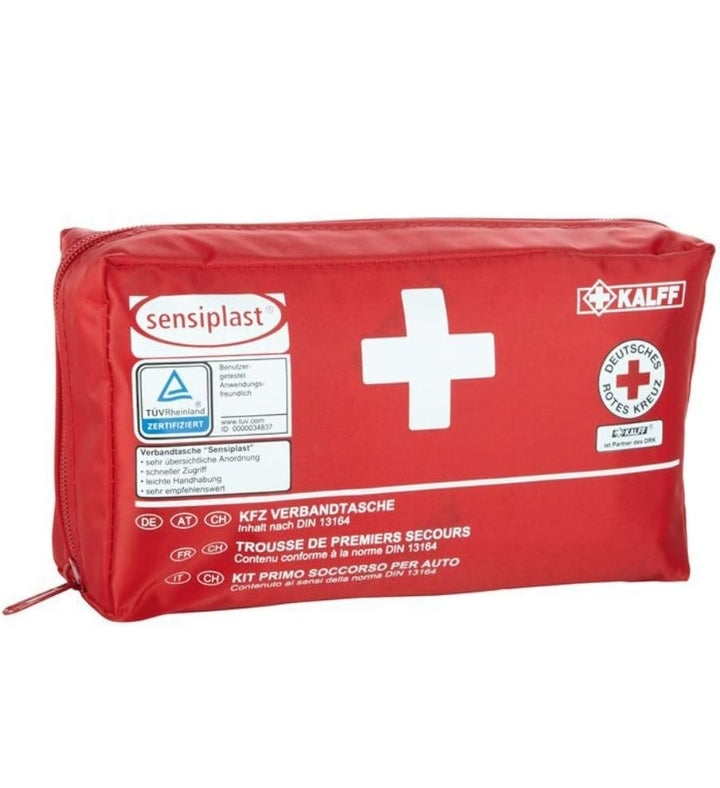 Sensiplast - 44-Piece Car First Aid Kit Red with First Aid Guide
