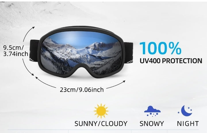 Crivit - Ski Goggles Men Women Unisex OTG Ski Goggles for Glasses Wearers Anti-Fog UV Protection.