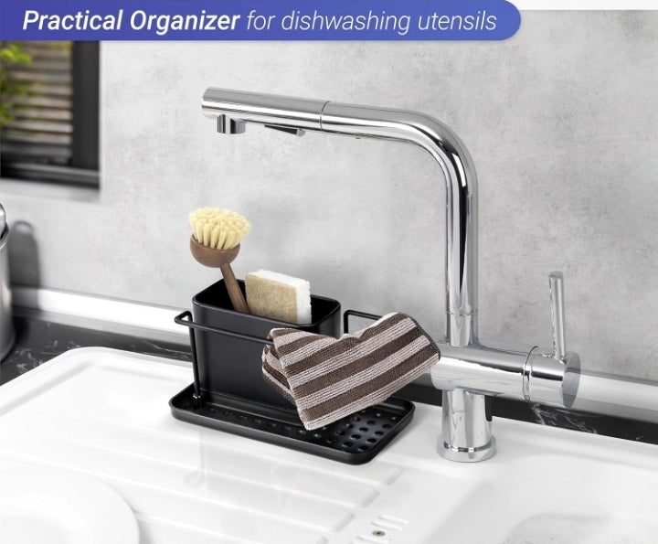 WENKO Orio Sink Organizer, High Quality Stainless Steel Sink Organiser Sink with Plenty of Storage.