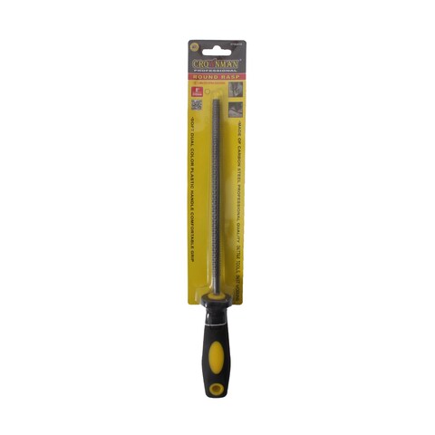 Crownman Round Rasp & Half Cut 8" Handle Black And Yellow