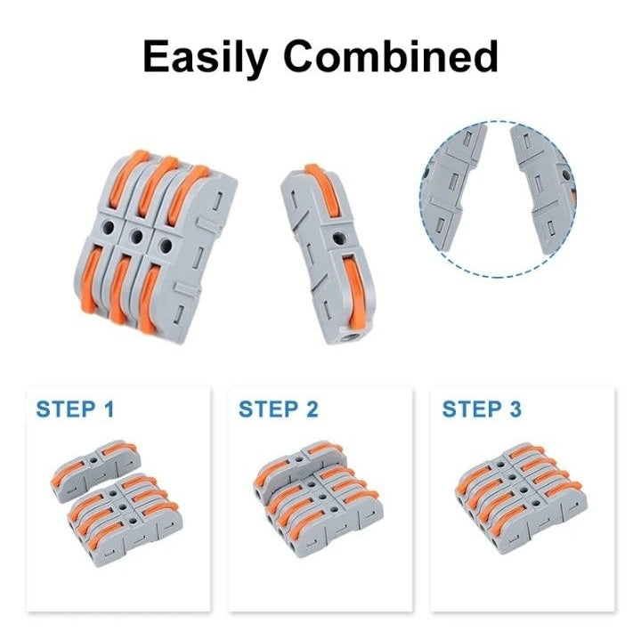 60PCS Box Insulated Can Power Plug Spring Din Rail Compact PCT Quick Docking Cable Push in Wire Connector Butt Terminal Block