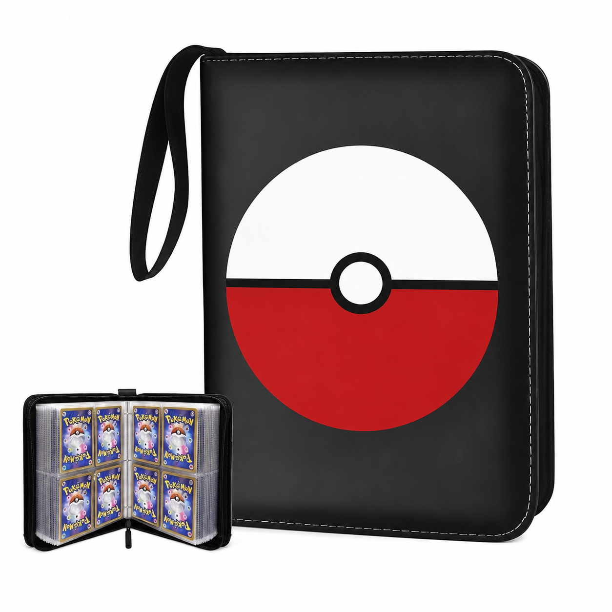 Poke Mon PU Leather 4 Pocket Card Binder With Zipper Capacity 400 Cards Holder Trading Card Binders and Sleeves