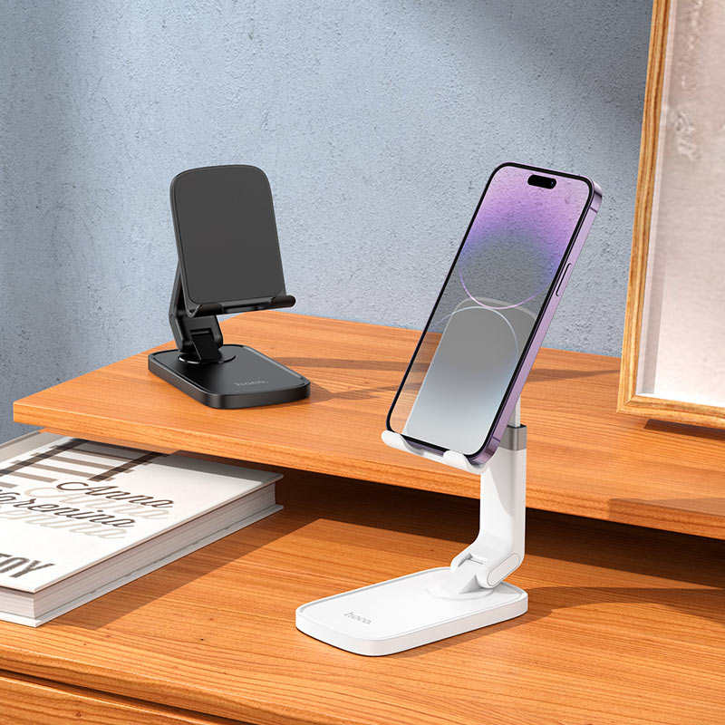 Hoco HD8 Blackfish folding desktop stand in white.
