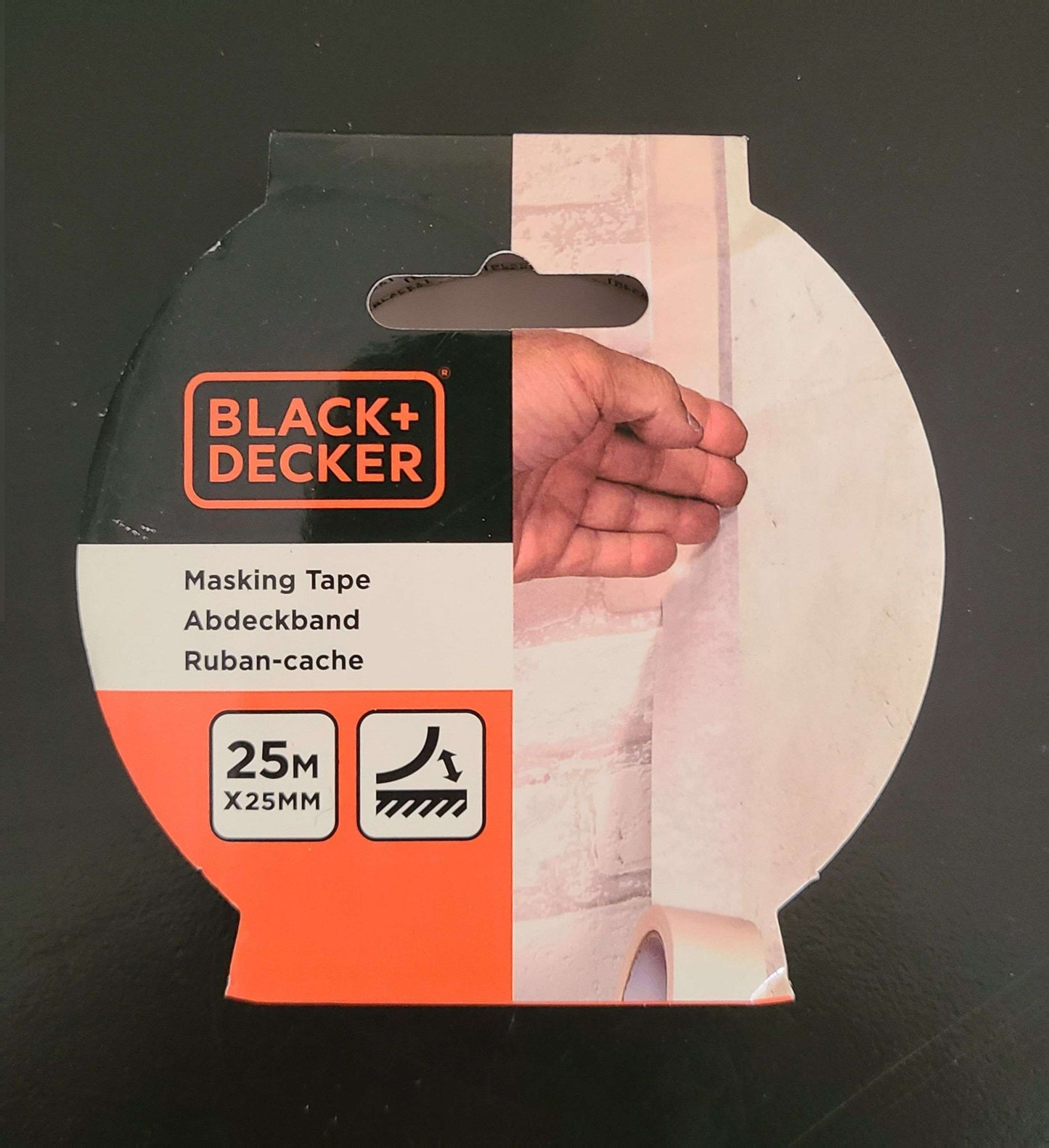 Black + Decker - High quality masking tape 2.5cm x 25m 130 micron thickness.