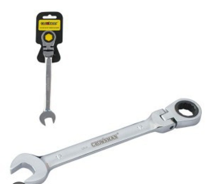 Crownman - Ratcheting Wrench Set Flexible Pivoting Head Ratchet Combination Spanner Wrench 21mm