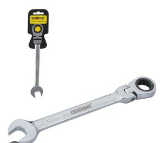 Crownman - Ratcheting Wrench Set Flexible Pivoting Head Ratchet Combination Spanner Wrench 22mm