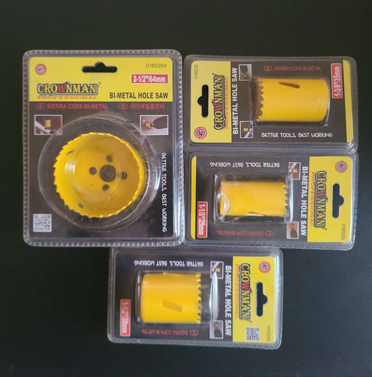 Crownman - Bi-Metal Hole Saw 29, 35, 38 & 64mm ( 4 pieces)