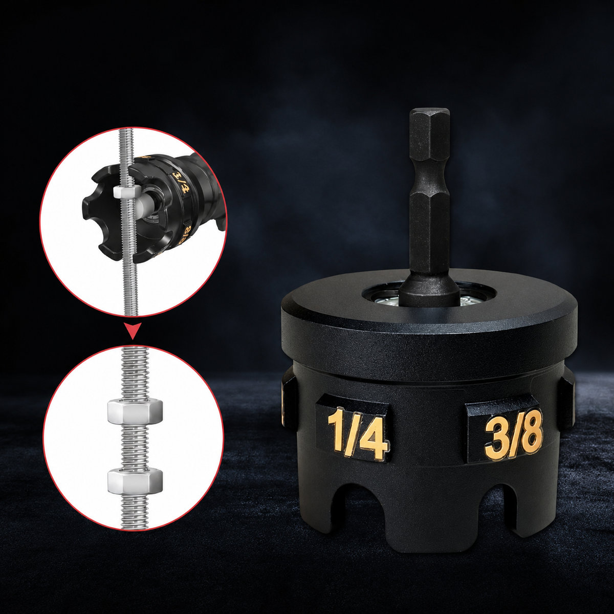 Long Bolt Extractor Socket Wrench – Quick Nut Removal Tool + 6 Removal Nuts.