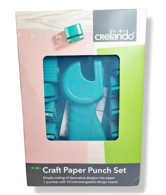 Craft Paper Punch Set Interchangeable Designs 1 Puncher 10 Inserts Crelando