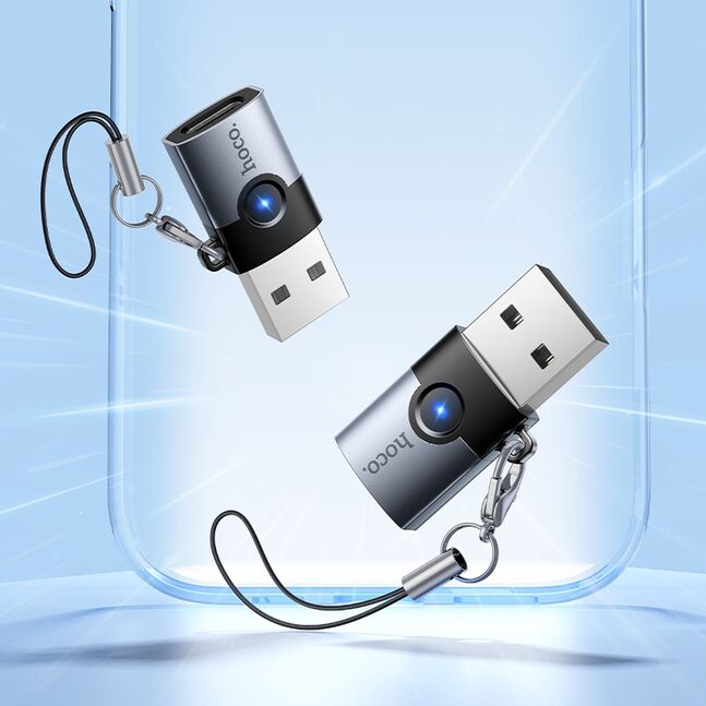 Hoco UA46B Victory series USB-A male to USB-C female adapter.