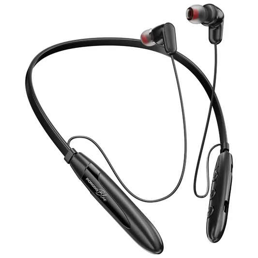 Porodo Blue Wireless Magnetic Earbuds in black.