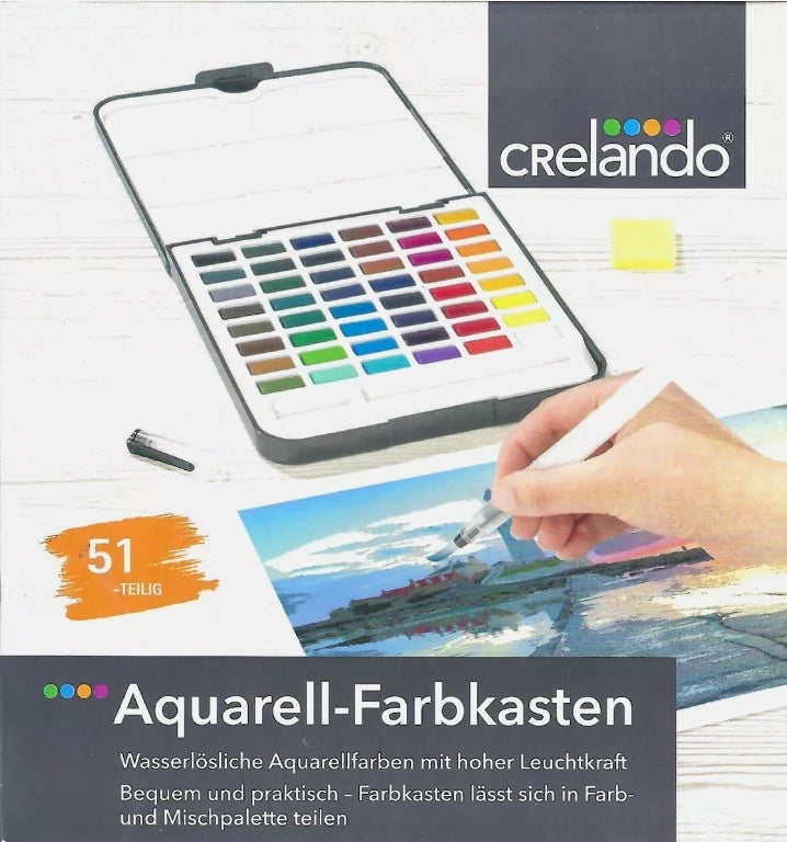 Crelando - Watercolor paint box, 51 pieces