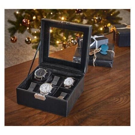 Auriol Square Watch Display Box Faux Leather With Velvet Protects With 2 Keys