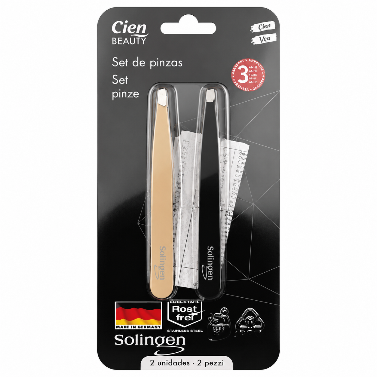 Cien Beauty - 2-piece Tweezers Set