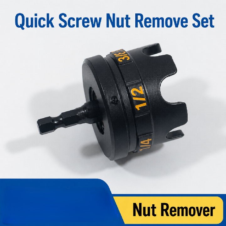 Long Bolt Extractor Socket Wrench – Quick Nut Removal Tool + 6 Removal Nuts.