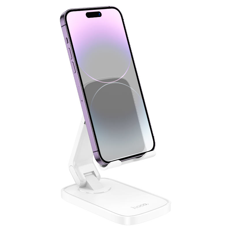 Hoco HD8 Blackfish folding desktop stand in white.
