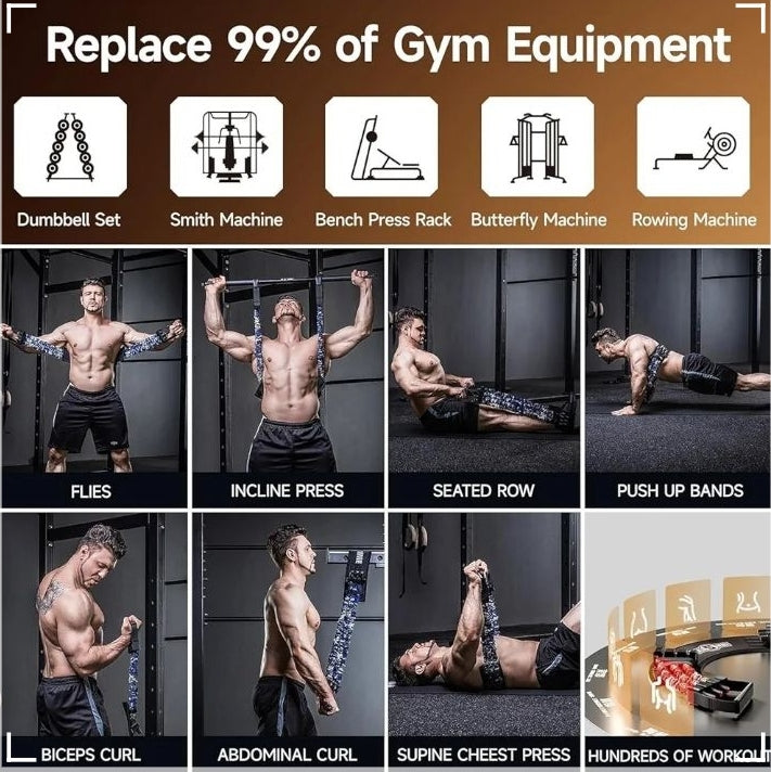 InnStar - Adjustable Bench Press, Pull Up Resistance Bands, Chest Building Training Equipment, Arm Expander for Home Workout, Gym, Fitness