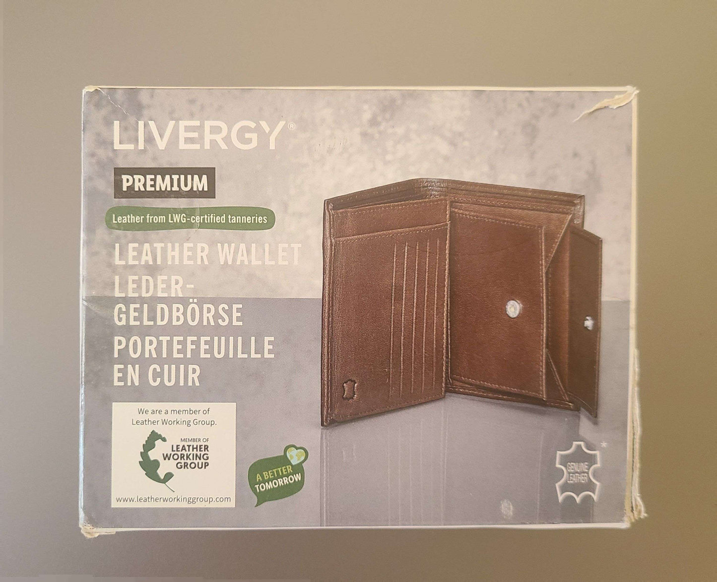 Livergy - Mens Leather Wallet Genuine Leather Brown